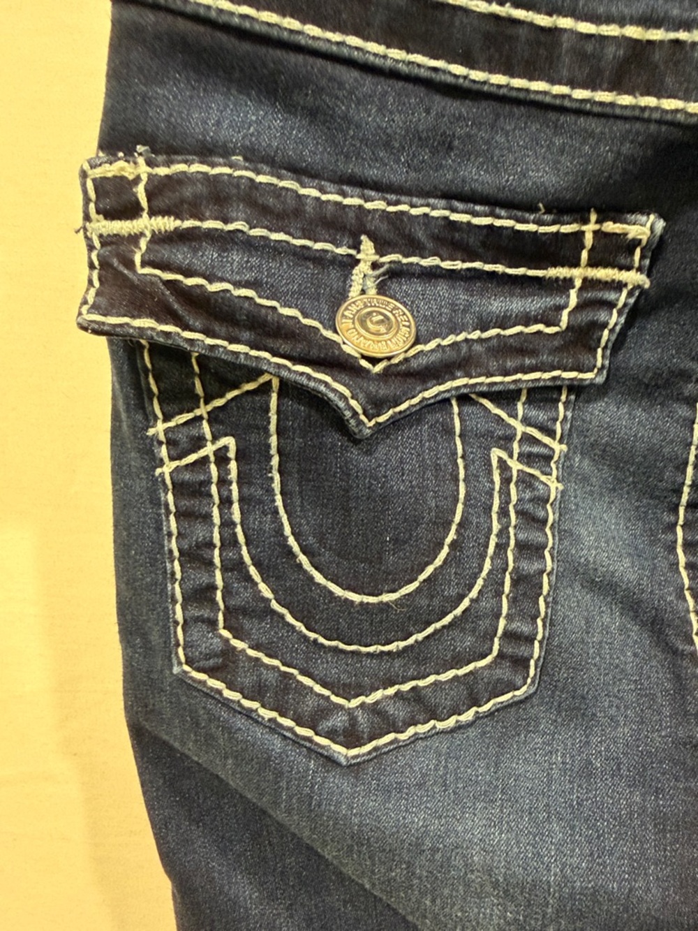True Religion Halle High Rise Skinny Jeans Dark Wash Flap Pocket Big T 26 - Picture 4 of 16